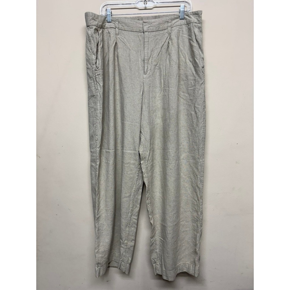A New Day Linen Blend Wide Leg Pants Women's Size 17 Beige‎ High Rise